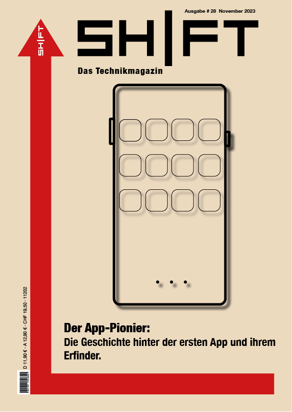 SHIFT Magazin-Cover Illustrations-Variante – reduzierte Smartphone-Illustration auf Beige